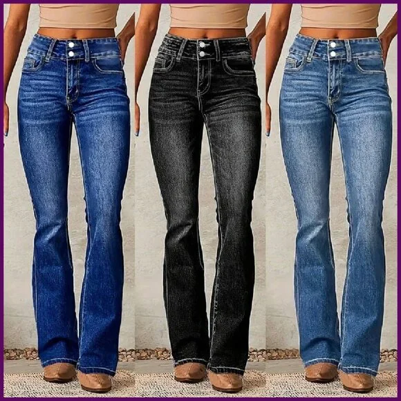 High Waisted Flare Jeans Retro Stretch Bootcut Denim Pants
